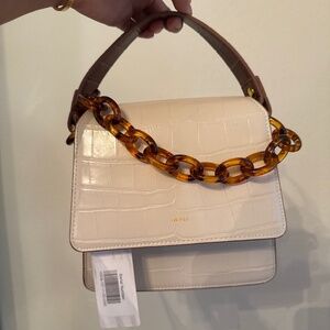 JW Pei Fae ivory and brown croc with tortoise chain cross body